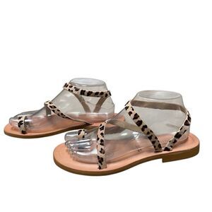 Cocabelle Leopard Print Sandals women’s 8.5 leather two strap made in Italy